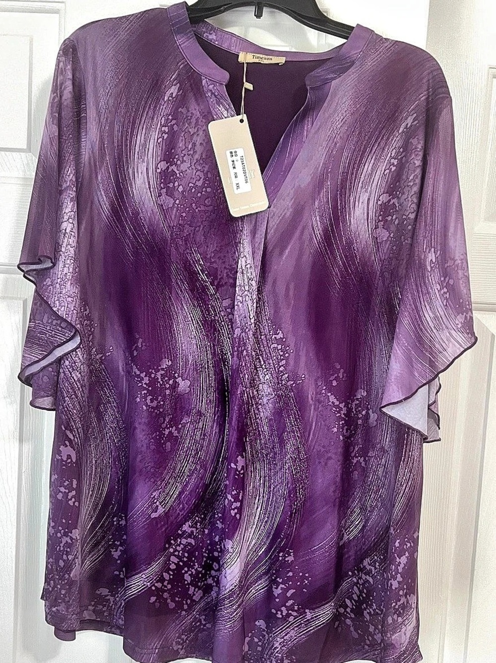 Timeson Abstract Purple Tunic Size XXL NWT